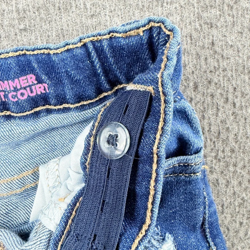 Children's Place Skimmer Pant Court Distressed Denim Shorts Kids‎ 6X/7 Blue